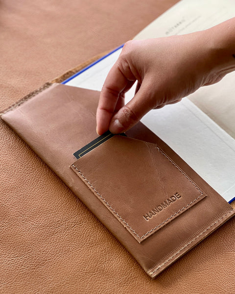Funda Libreta Tapa Dura Cuero Caramelo