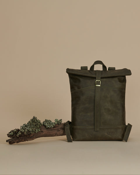 Mochila Mahuida Cuero Verde 16"