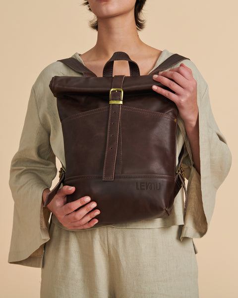 Mochila Mahuida Mini Cuero Caramelo