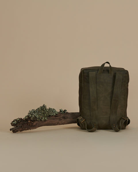 Mochila Metri Cuero Verde 15"