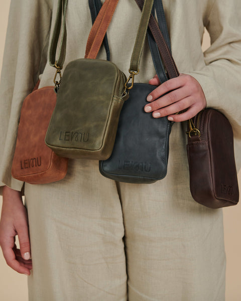 Bolso Bandolera Cuero Moro