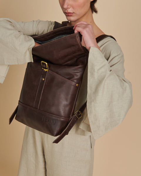 Mochila Mahuida Mini Cuero Moro