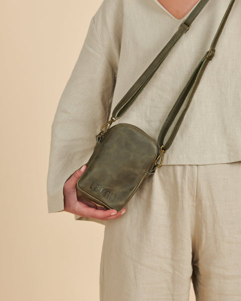 Bolso Bandolera Cuero Verde